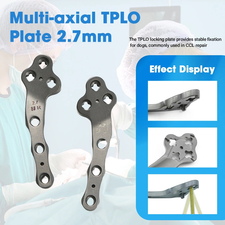 Canine 2.7mm Titanium Multi-Axial TPLO Plate for Stable Knee Reconstruction - xcvet.com