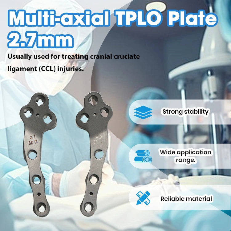 Canine 2.7mm Titanium Multi-Axial TPLO Plate for Stable Knee Reconstruction - xcvet.com