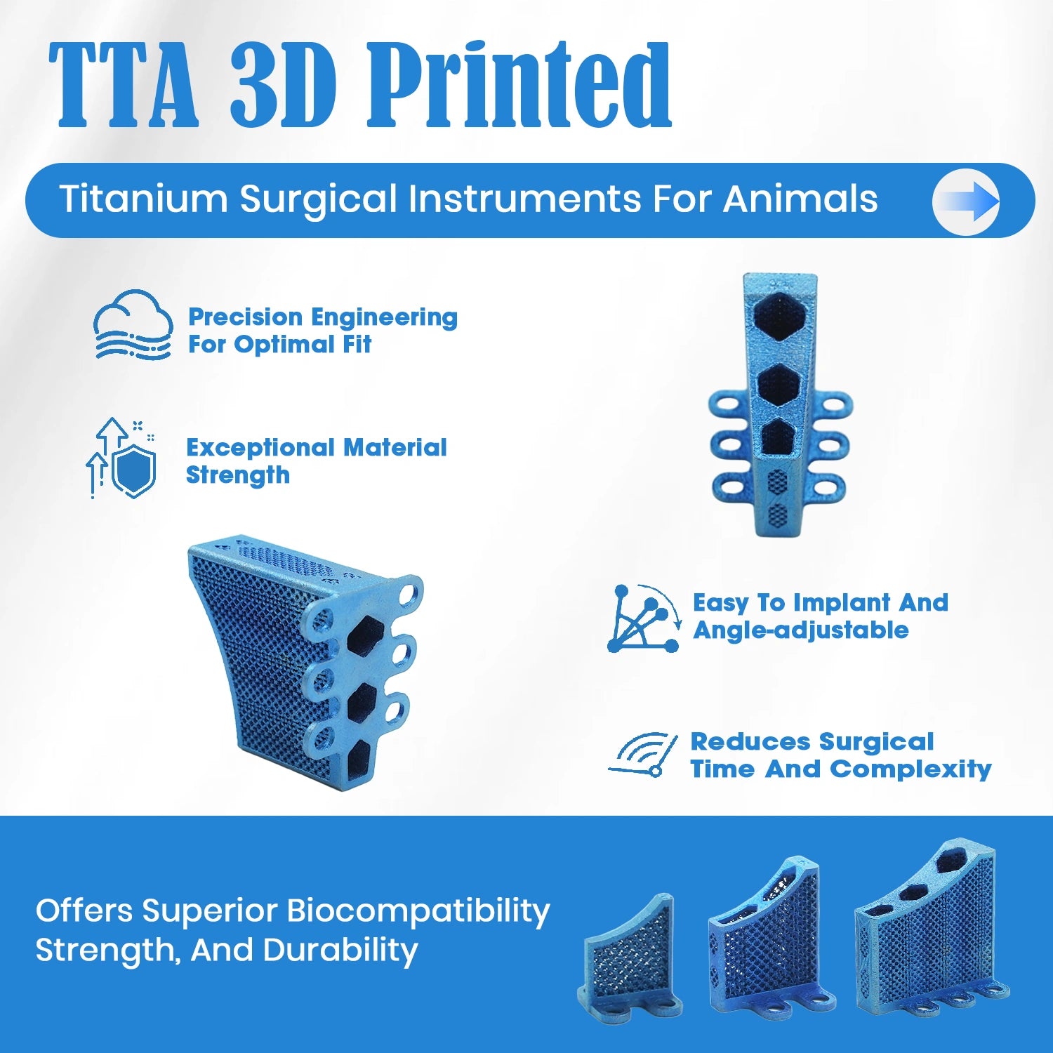 Locking TTA Orthopedic Veterinary Titanium 3D Printed Rapid Cage Implant - xcvet.com