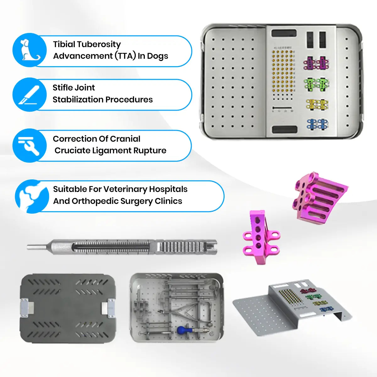 Tibial Tuberosity (TTA ) Surgical Instrument Set for Veterinary Tibial Tubercle Surgery - xcvet.com