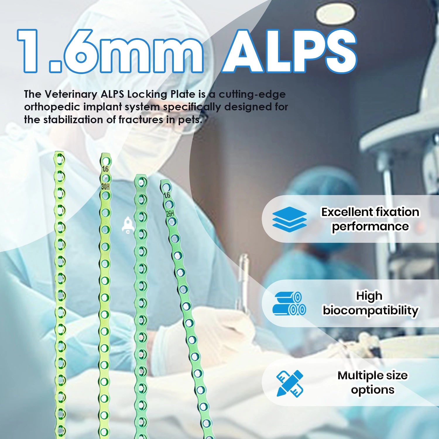 1.6mm Titanium ALPS Bone Plate for Veterinary Pets Surgical Fracture Fixation - xcvet.com