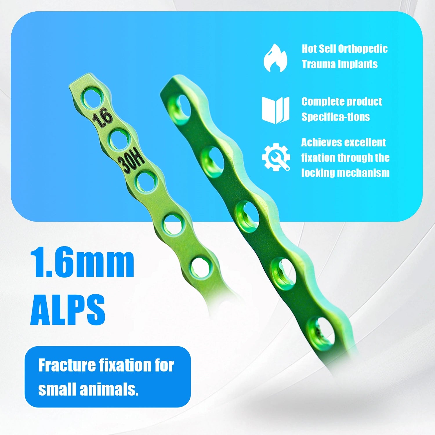1.6mm Titanium ALPS Bone Plate for Veterinary Pets Surgical Fracture Fixation - xcvet.com