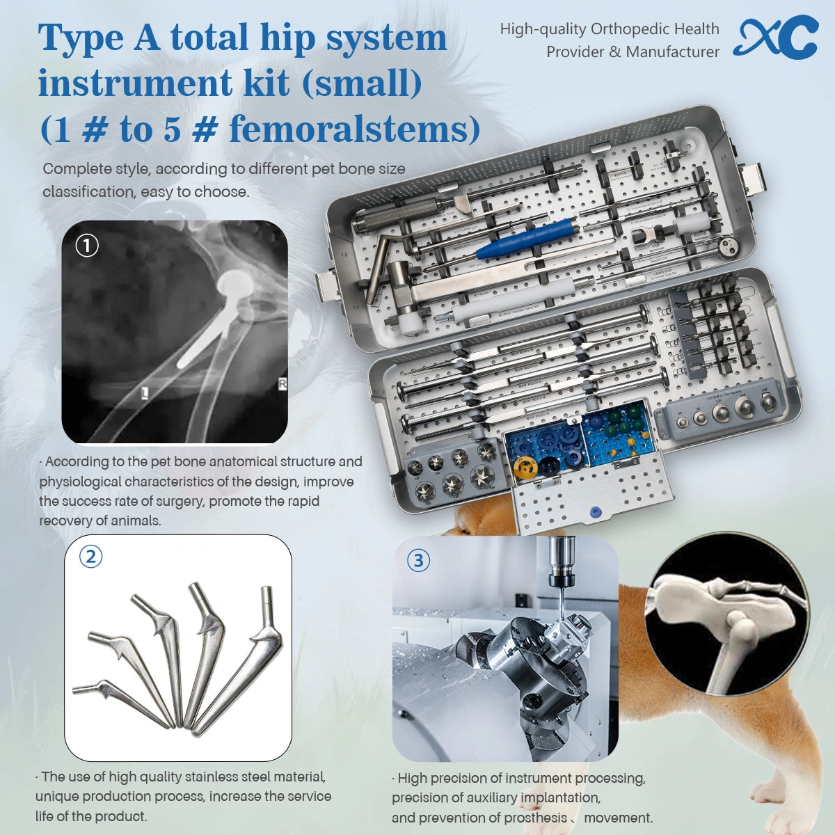 Small Animal THR Surgical A-Type Total Hip System Instrument For 1#~5# Stem - xcvet.com