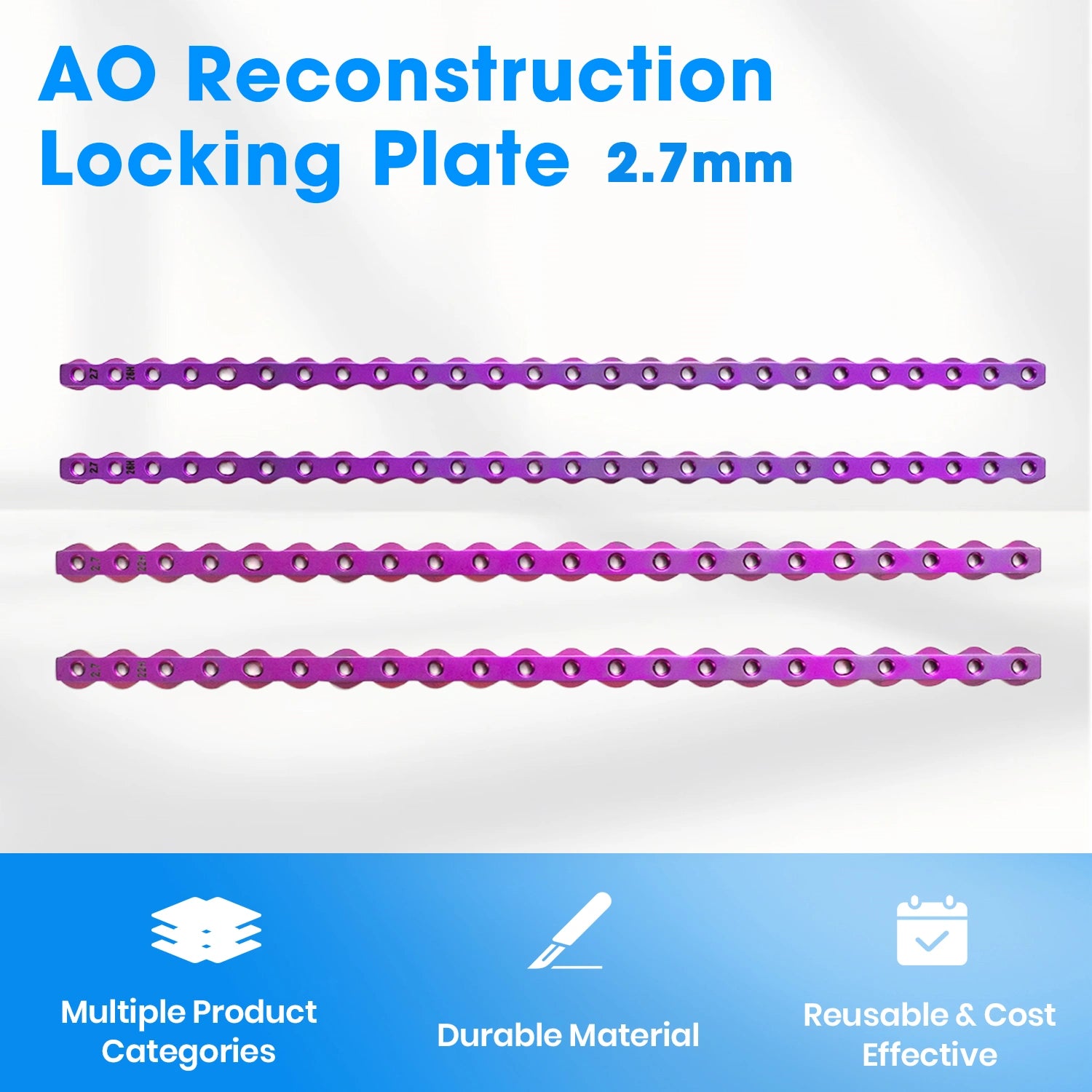Veterinary 2.7mm AO Reconstruction Locking Plate Premium Ortho Implant - xcvet.com