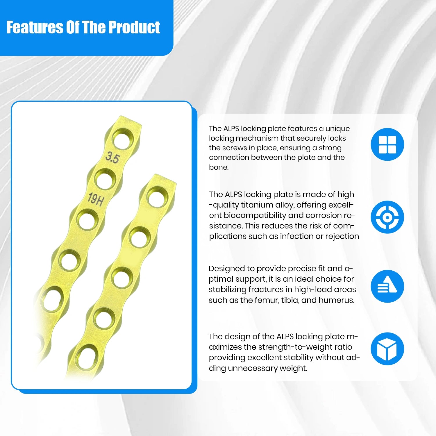 Veterinary AO-ALPS 3.5mm Reconstruction With Combiholes Titanium Orthopedic Implants - xcvet.com