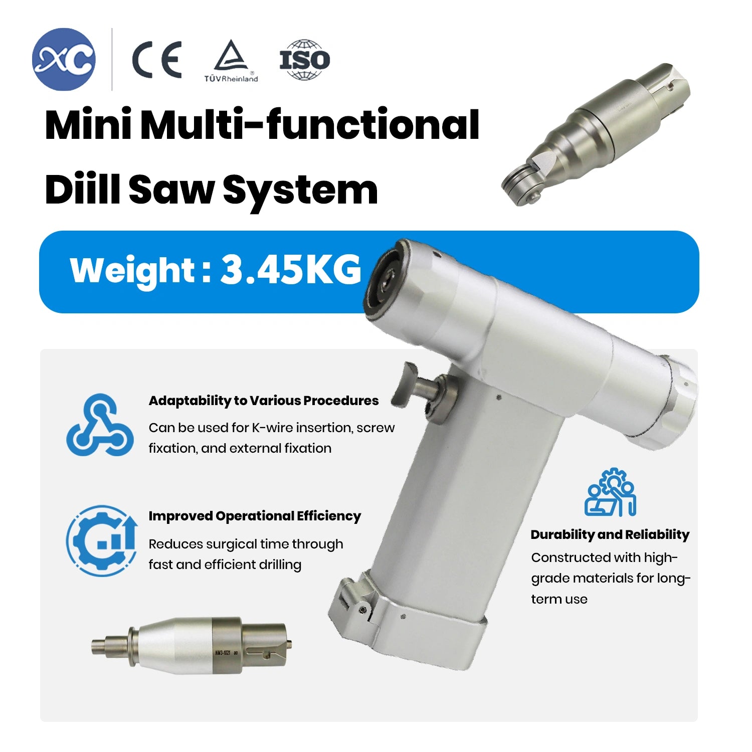 110-220V Mini Electric Veterinary Orthopedic Drill for Trauma and Bone Surgery - xcvet.com