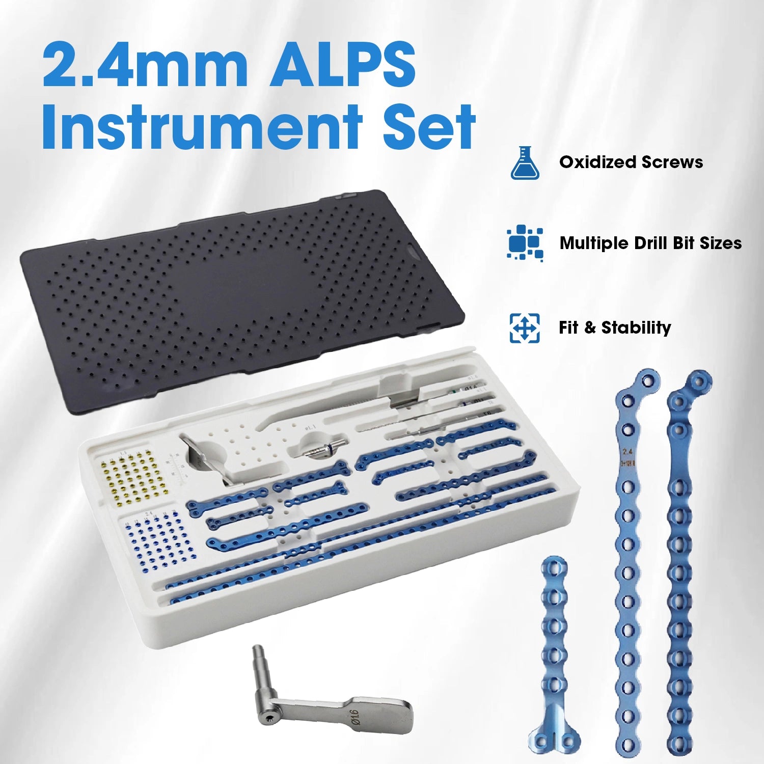 2.4mm ALPS Animal Surgery Biocompatible Orthopedic Instrument Set - xcvet.com