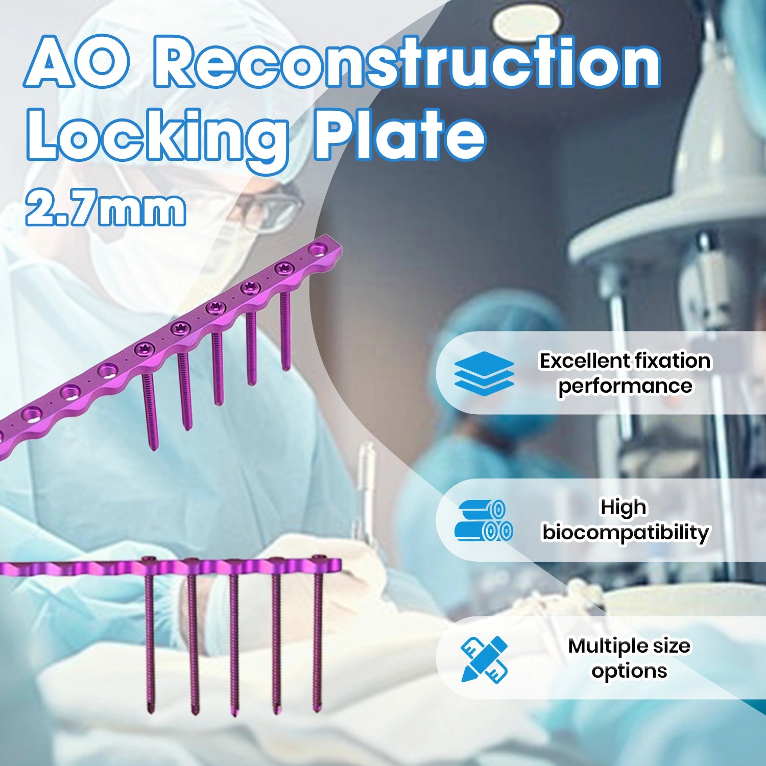 Veterinary 2.7mm AO Reconstruction Locking Plate Premium Ortho Implant - xcvet.com