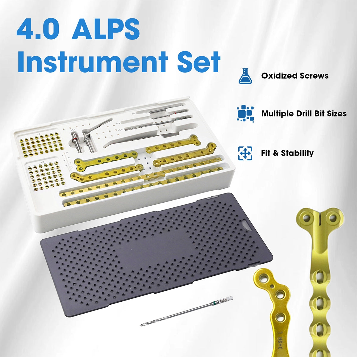 Veterinary Bone Plating System 4.0mm ALPS Advanced Locking Plate Instrument Set - xcvet.com