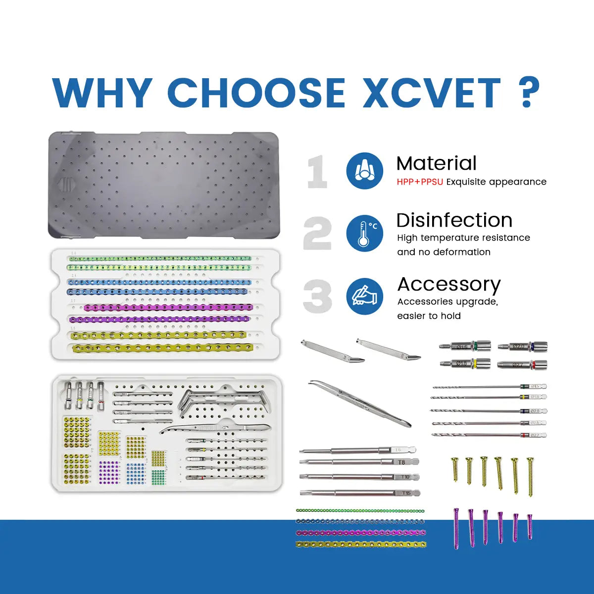 Animal Orthopedic Surgical Packs Veterinary AO Alps Plate for Bone Instrument Set - xcvet.com