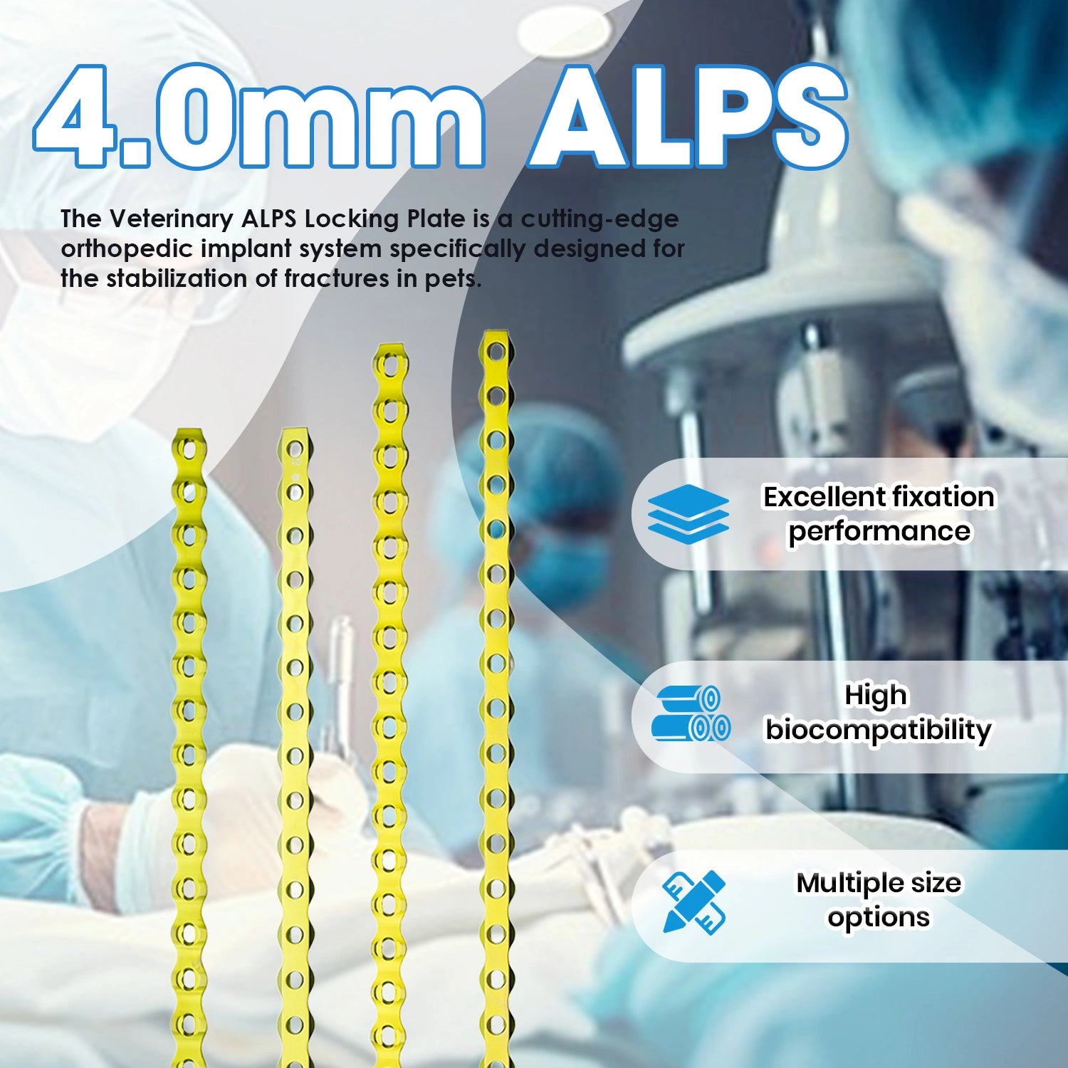 Veterinary 4.0mm ALPS Locking Plate, 1 Piece, 18/20 Holes, Premium Stainless Steel - xcvet.com