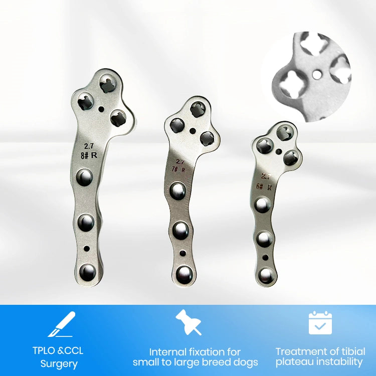 Canine 2.7mm Titanium Multi-Axial TPLO Plate for Stable Knee Reconstruction - xcvet.com