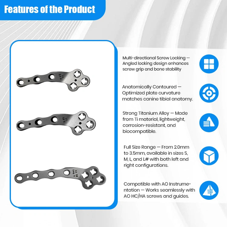 Large Breed Canine 3.5mm Titanium Multi-Axial TPLO Plate for CCL Repair - xcvet.com