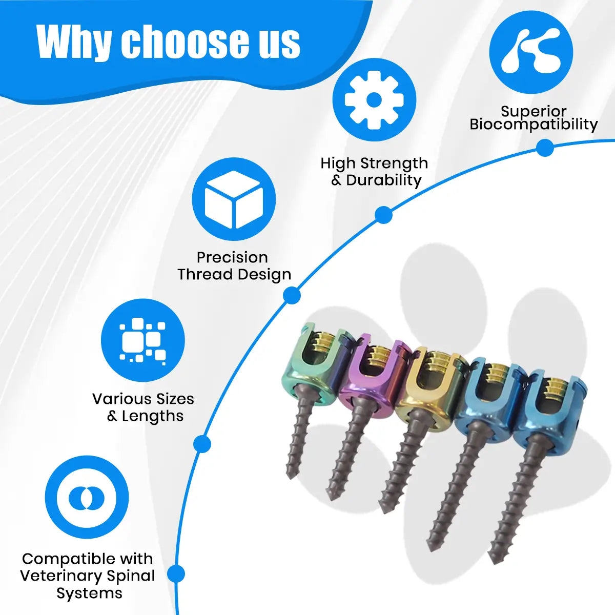 Titanium Veterinary Polyaxial Spinal Screws for All Animal Sizes - xcvet.com