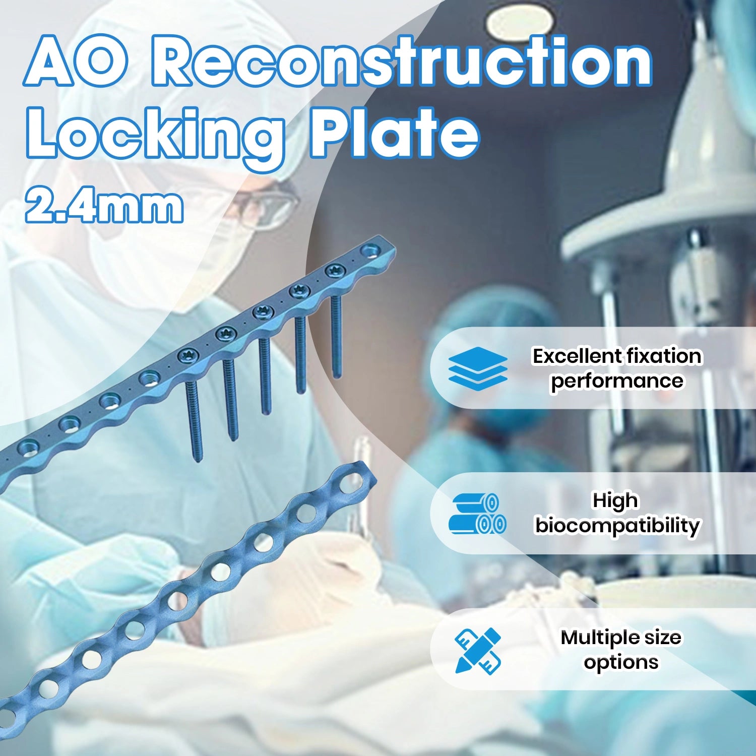 Veterinary 2.4mm AO Reconstruction Locking Plate Reliable Fixation for Small Animal Orthopedics - xcvet.com