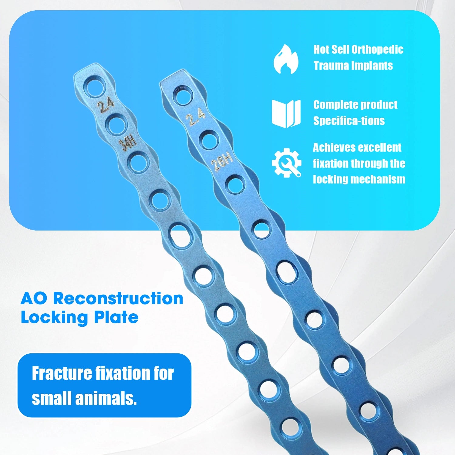 Veterinary 2.4mm AO Reconstruction Locking Plate Reliable Fixation for Small Animal Orthopedics - xcvet.com