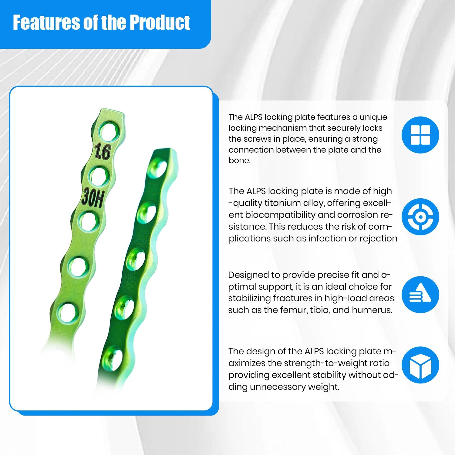 1.6mm Titanium ALPS Bone Plate for Veterinary Pets Surgical Fracture Fixation - xcvet.com