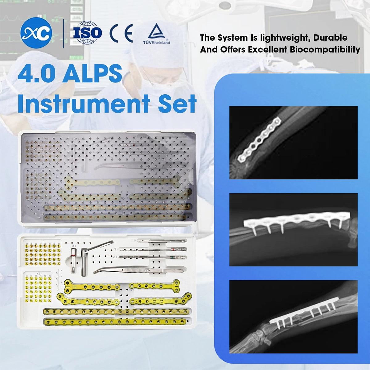 Veterinary Bone Plating System 4.0mm ALPS Advanced Locking Plate Instrument Set - xcvet.com