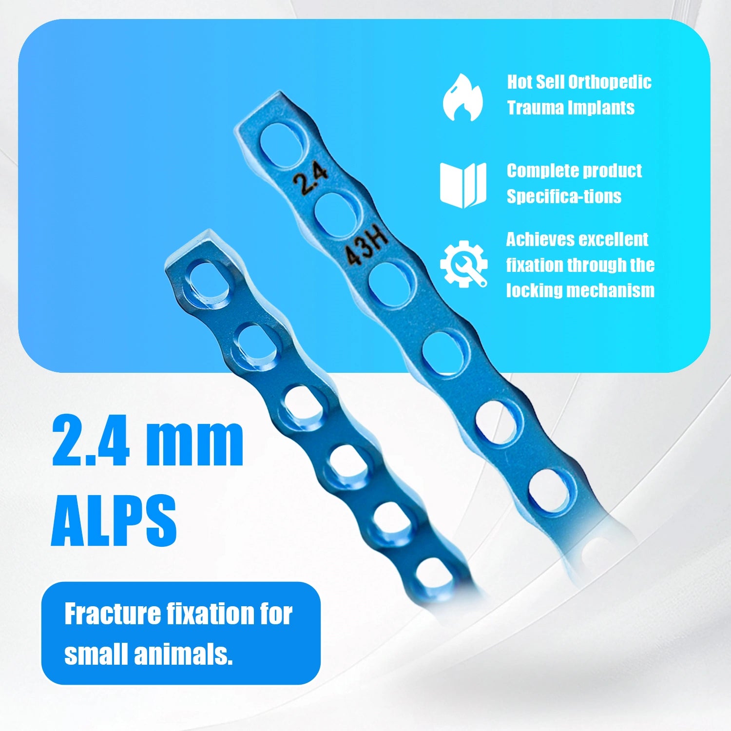 Veterinary 2.4mm ALPS Titanium Locking Bone Plate for Animal Orthopedic Surgery (1pc) - xcvet.com