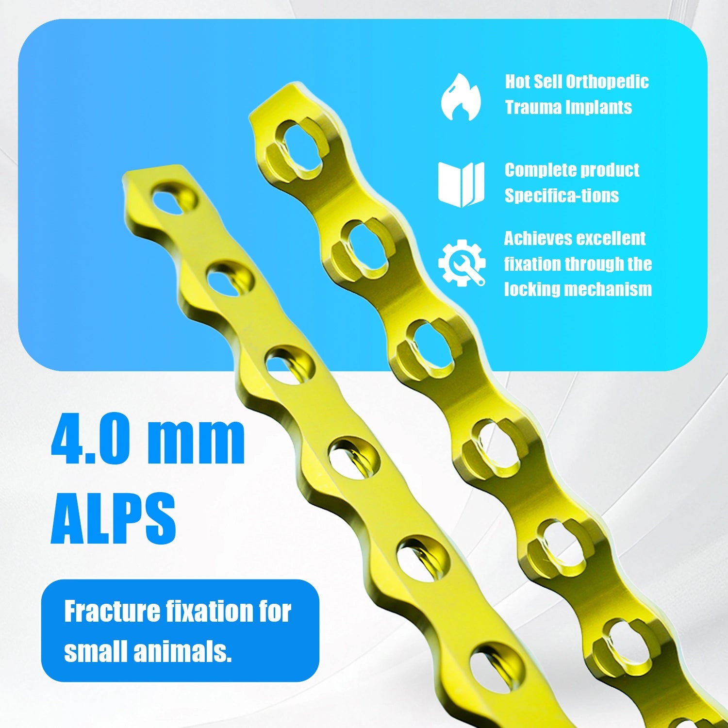 Veterinary 4.0mm ALPS Locking Plate, 1 Piece, 18/20 Holes, Premium Stainless Steel - xcvet.com