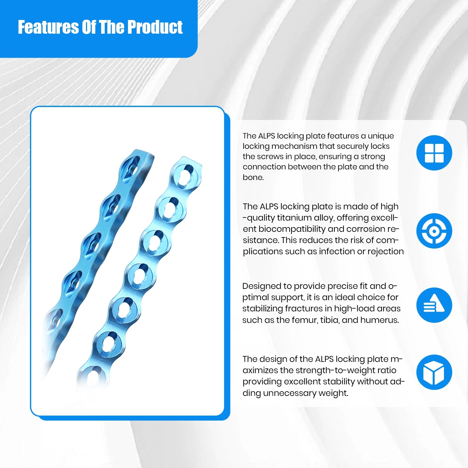 Veterinary 4.0mm ALPS-II Locking Plate for Small Animal Orthopedic Procedures - xcvet.com