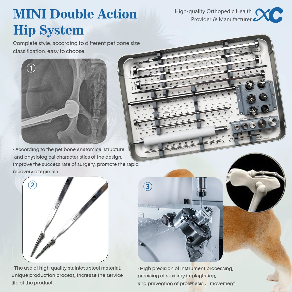 Veterinary Surgical B-Mini Dual Mobility System Instrument Set for Small Animal - xcvet.com