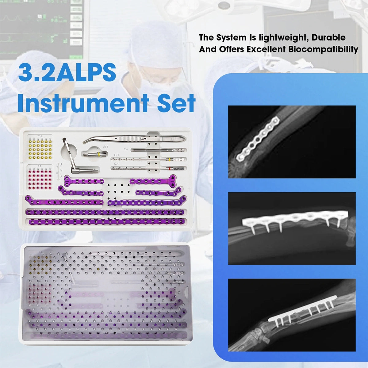 3.2mm ALPS Veterinary Titanium Instrument Set with Bone Plates and Screws - xcvet.com