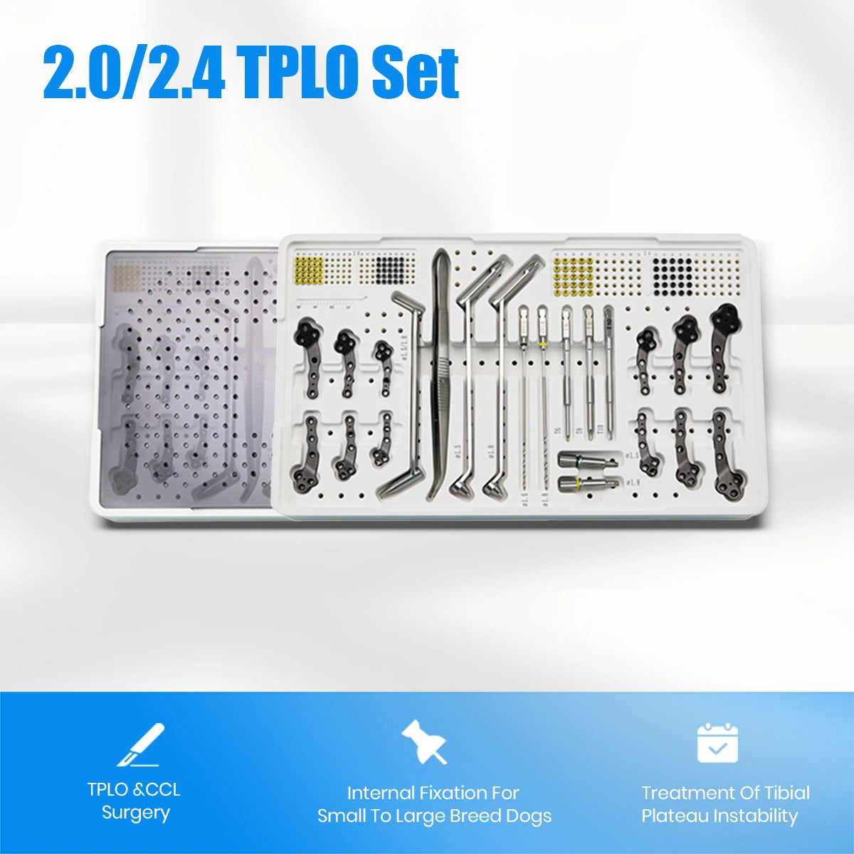 Small Animals 2.0/2.4mm Titanium TPLO Instrument Set with Multi-Axial Locking