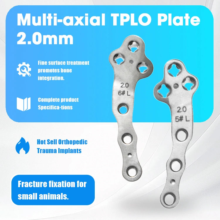 2.0mm Veterinary Titanium Multi-Axial Locking TPLO Plate for Tibial Fixation - xcvet.com