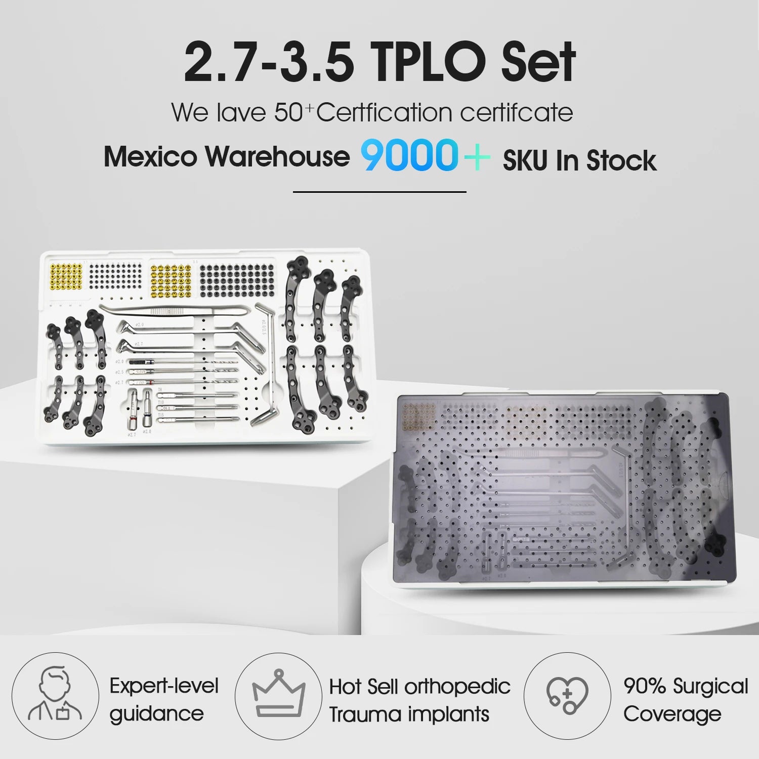2.7/3.5mm Titanium Multi-axial Locking TPLO Plate and Surgical Instrument Set