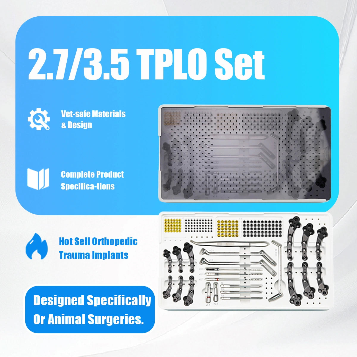 veterinary 2.7/3.5mm Titanium Polyaxial Locking TPLO Plate and Surgical Instrument Kit