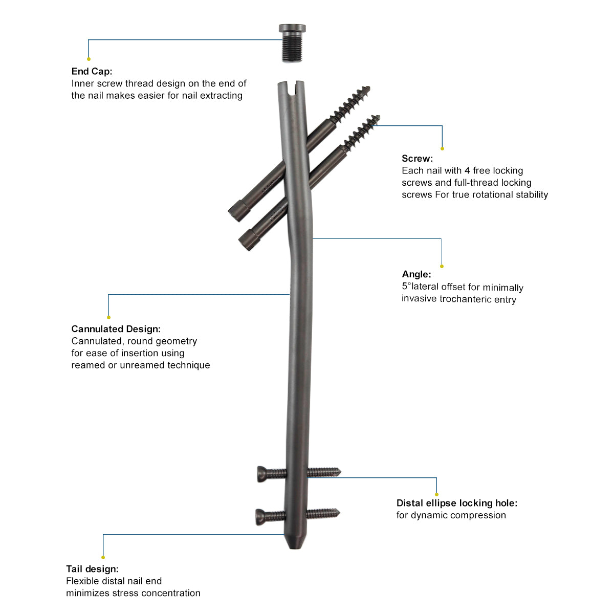 4.5mm Locking Screw Full-threaded for Gamma Intramedually Nail