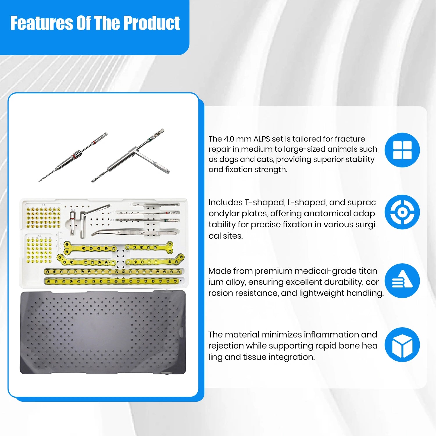 Veterinary Bone Plating System 4.0mm ALPS Advanced Locking Plate Instrument Set