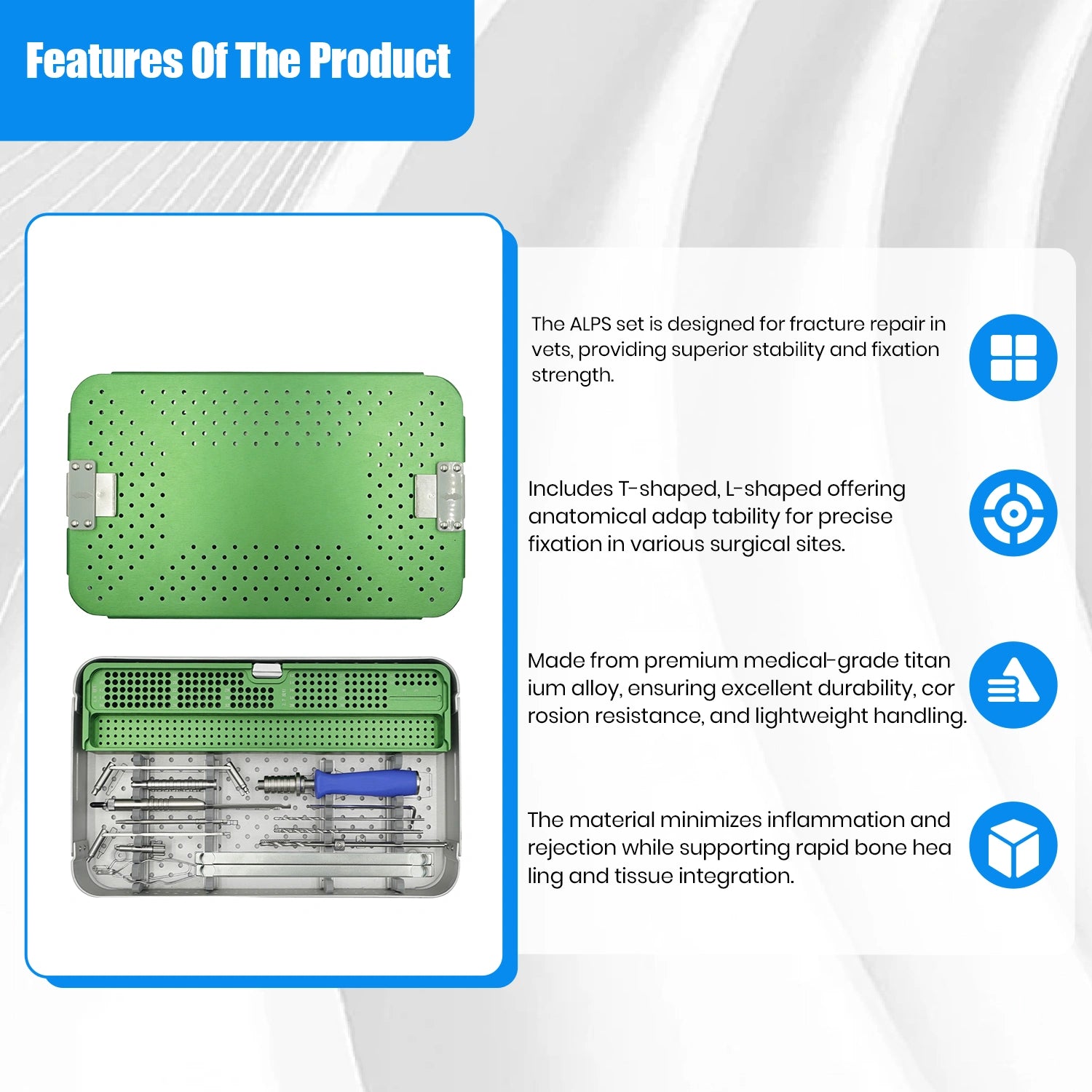 Veterinary 4.0mm Surgical Instrument Set Precision Tools Large Dog Clinical Use