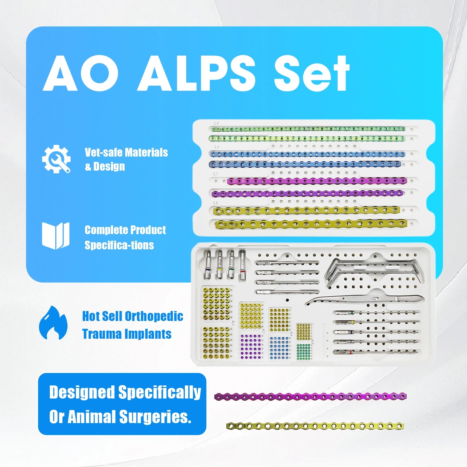 Animal Orthopedic Surgical Packs Veterinary AO Alps Plate for Bone Instrument Set