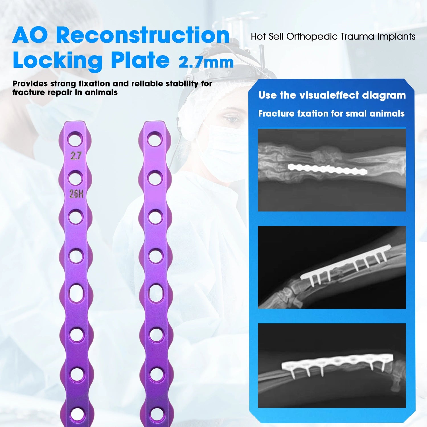 Veterinary 2.7mm AO Reconstruction Locking Plate Premium Ortho Implant - xcvet.com