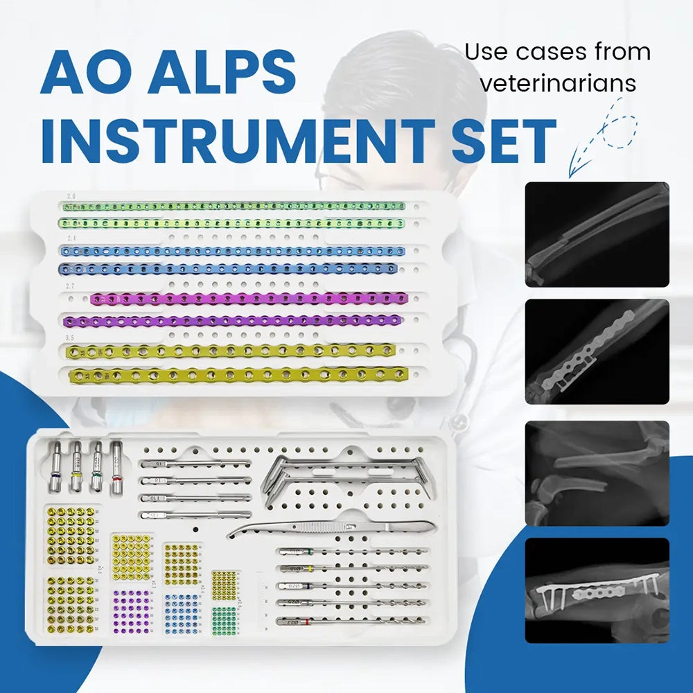 Animal Orthopedic Surgical Packs Veterinary AO Alps Plate for Bone Instrument Set - xcvet.com