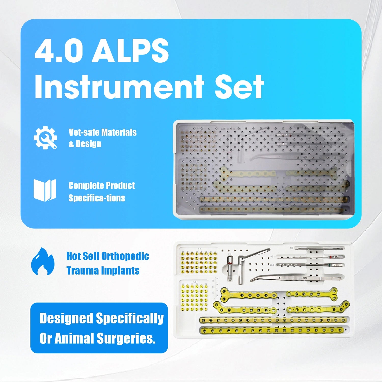 Veterinary Bone Plating System 4.0mm ALPS Advanced Locking Plate Instrument Set