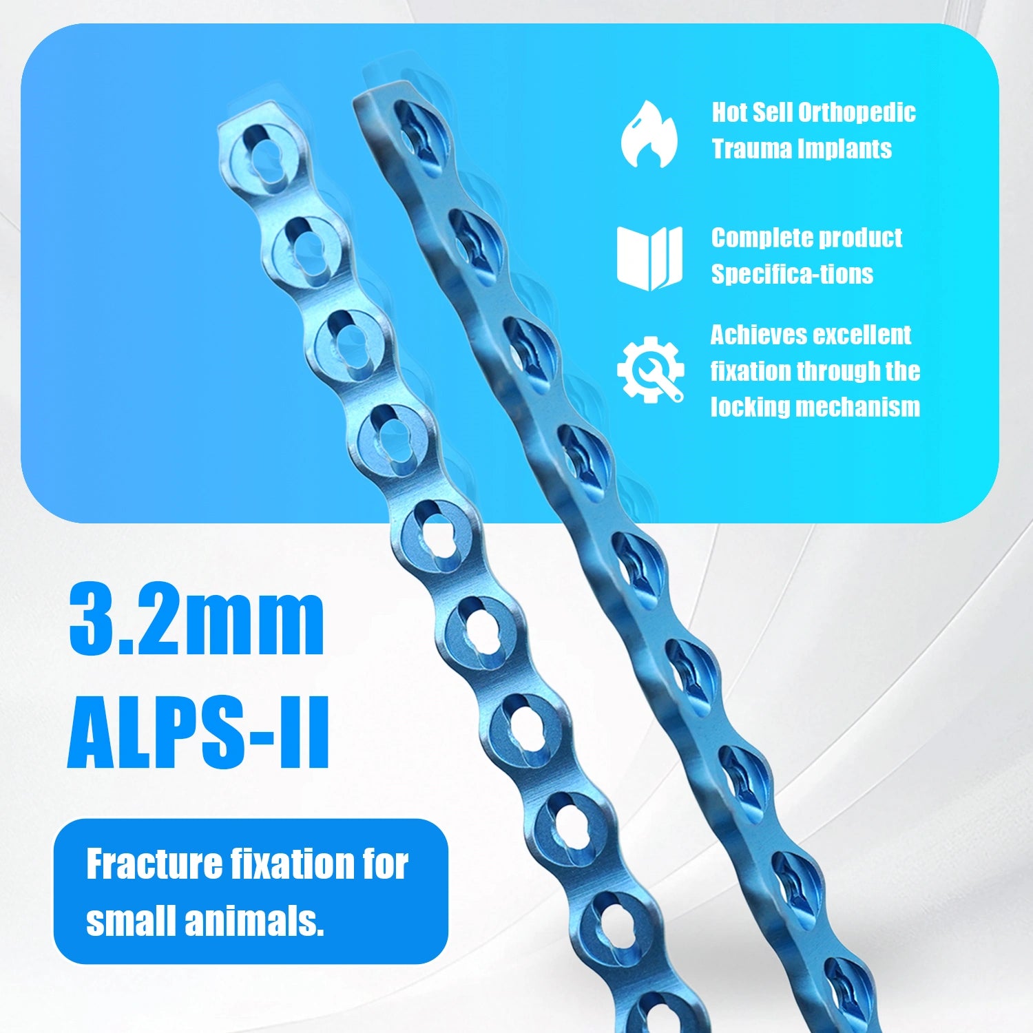 Small Animal Orthopedic Implant 3.2mm Alps Locking Plate for Vet Clinics Surgery