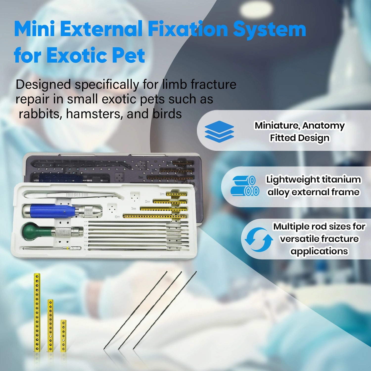 Mini External Fixation System Pet Surgical Instruments for Exotic Pets (Birds, Reptiles & Small Mammals)