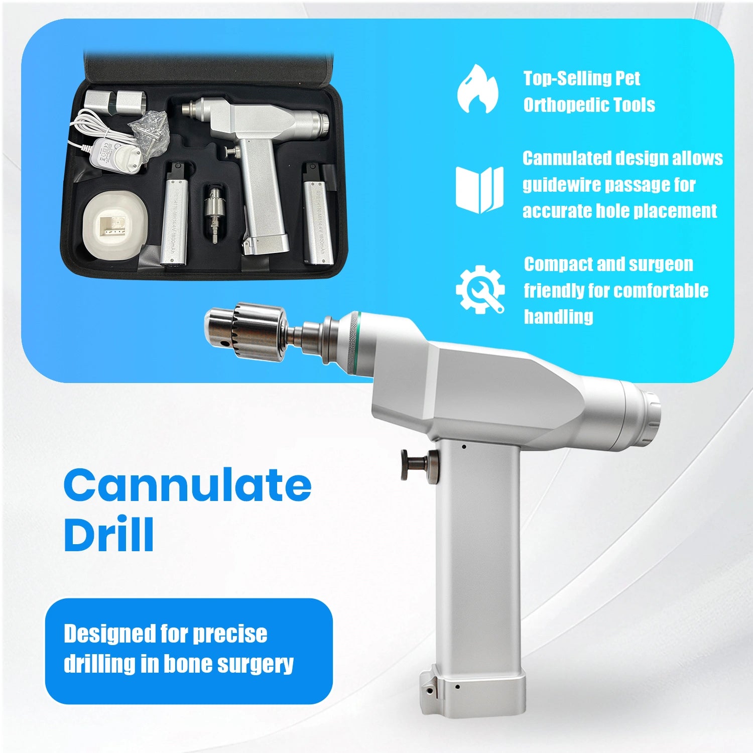 Veterinary Orthopedic Lithium Battery Cannulated Drill for Small Bone Surgery