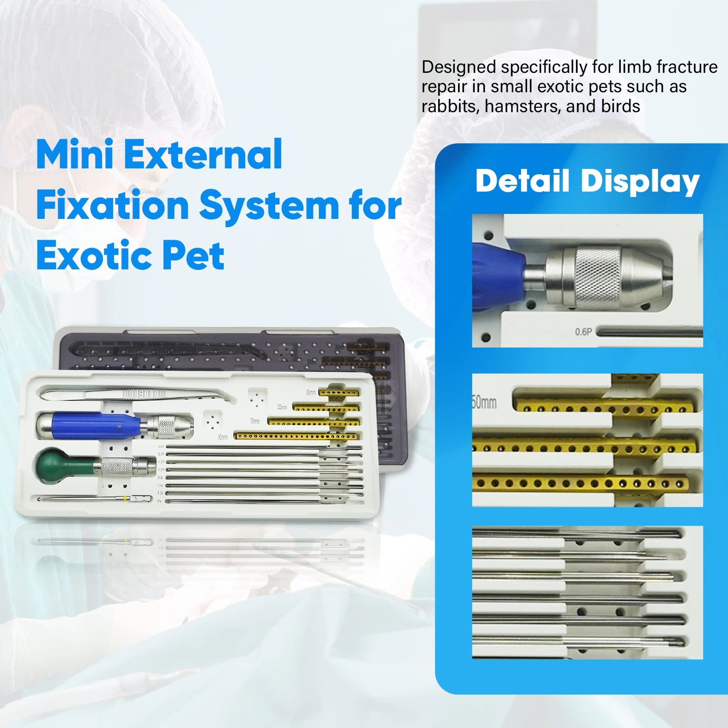 Mini External Fixation System Pet Surgical Instruments for Exotic Pets (Birds, Reptiles & Small Mammals)