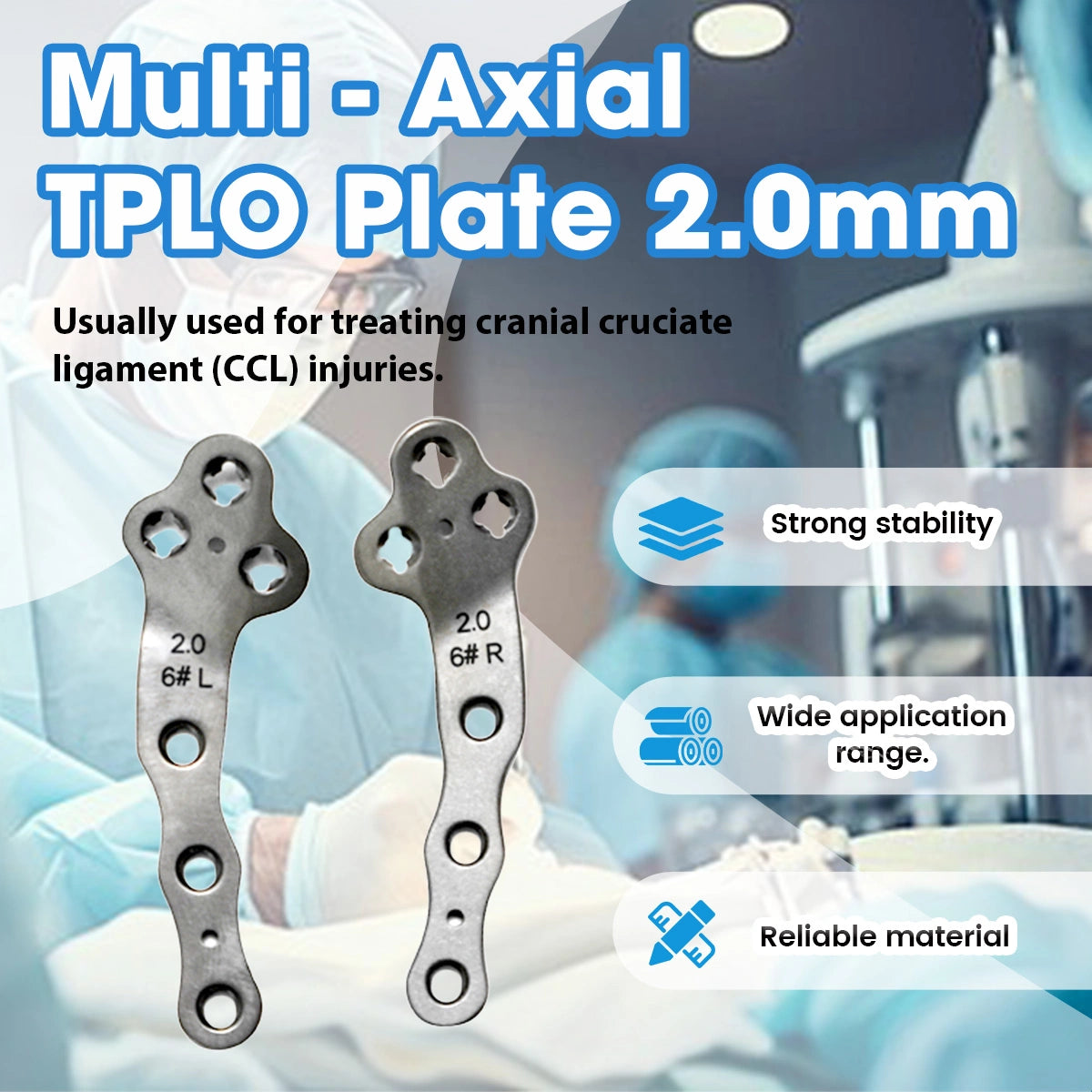 2.0mm Veterinary Titanium Multi-Axial Locking TPLO Plate for Tibial Fixation - xcvet.com