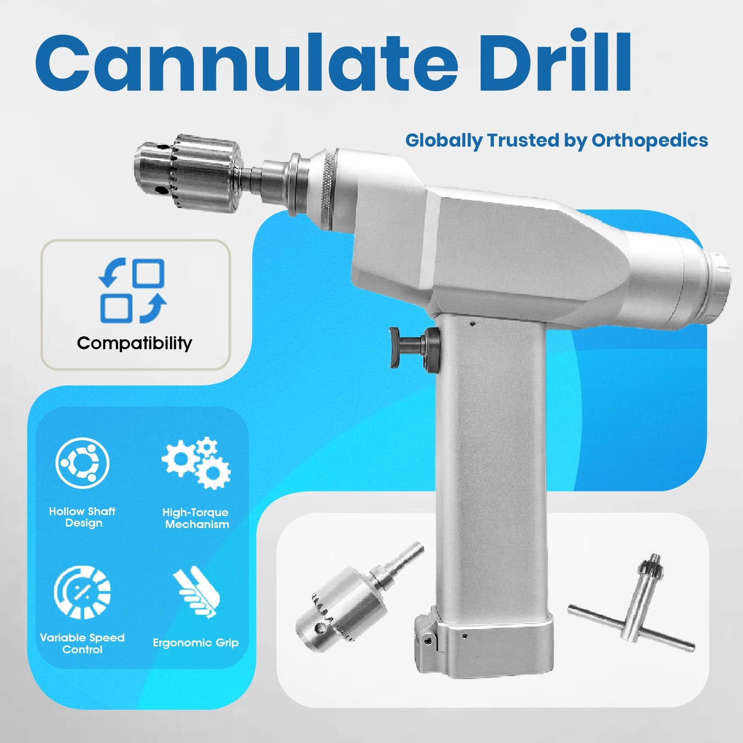 Veterinary Orthopedic Micro Cannulated Drill Mini Bone Trauma Electric Drill