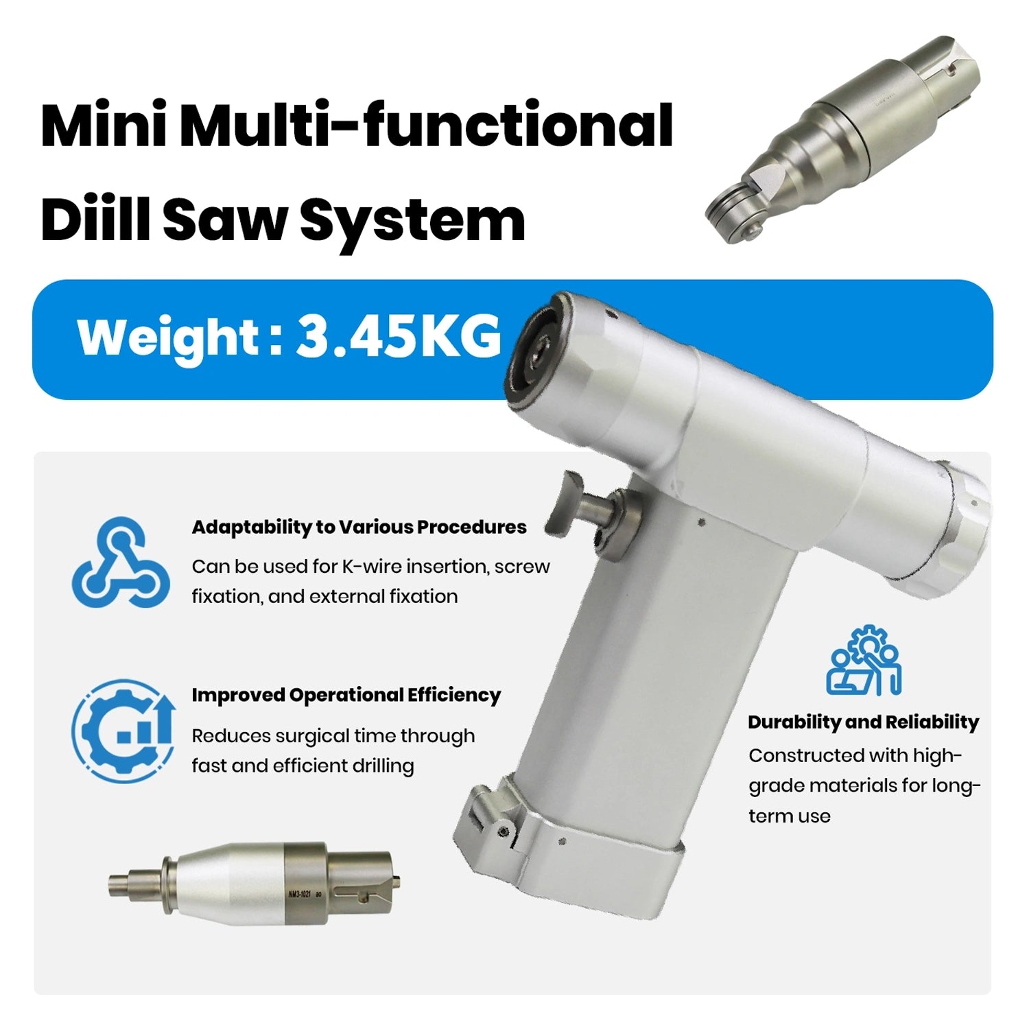 110-220V Mini Electric Veterinary Orthopedic Drill for Trauma and Bone Surgery