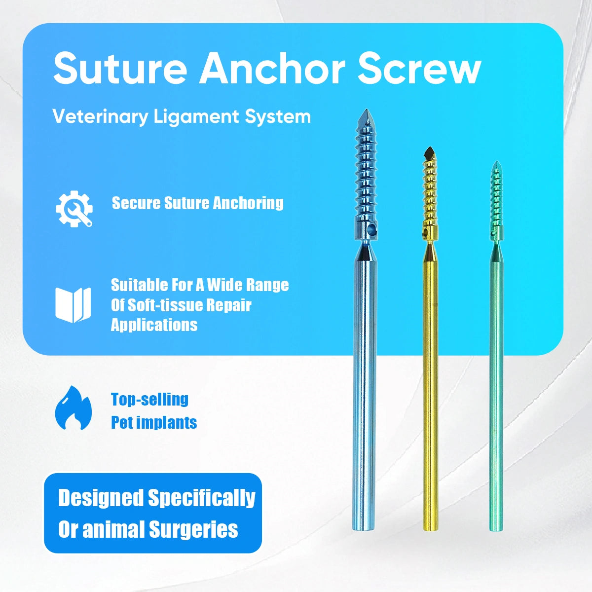 Veterinary Orthopedic Titanium Suture Anchor Screw for Artificial Ligament Repair