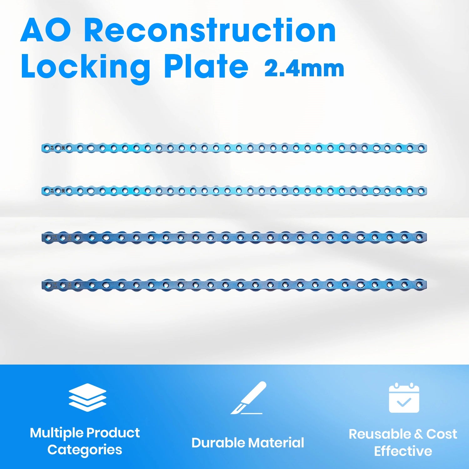 Veterinary 2.4mm AO Reconstruction Locking Plate Reliable Fixation for Small Animal Orthopedics - xcvet.com