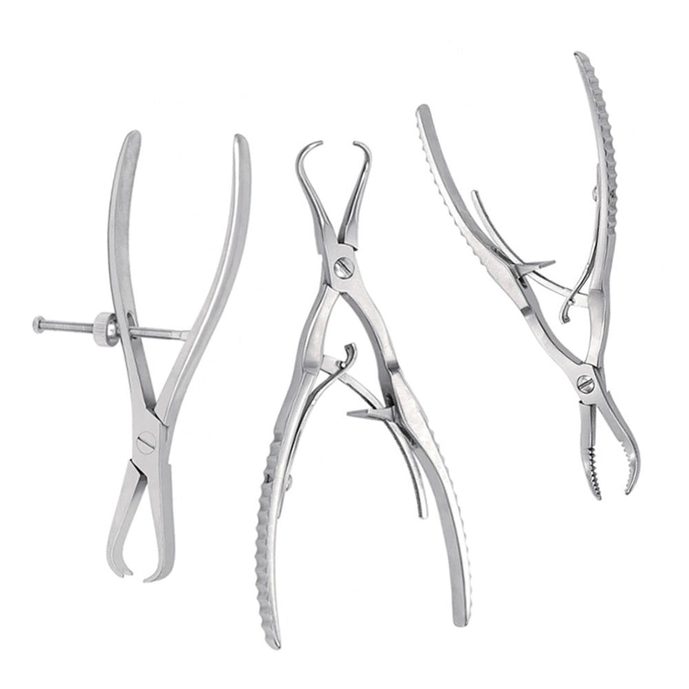 Complete Veterinary (AO) Reduction Forceps Set: Self-Locking, Self-Locking with Point, and Twin-Point Designs