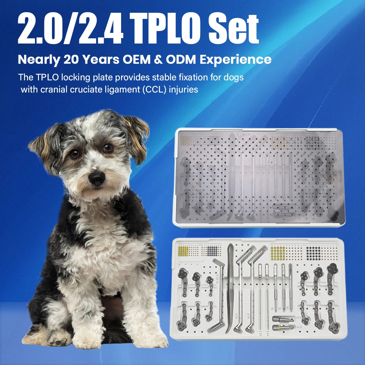 Small Animals 2.0/2.4mm Titanium TPLO Instrument Set with Multi-Axial Locking