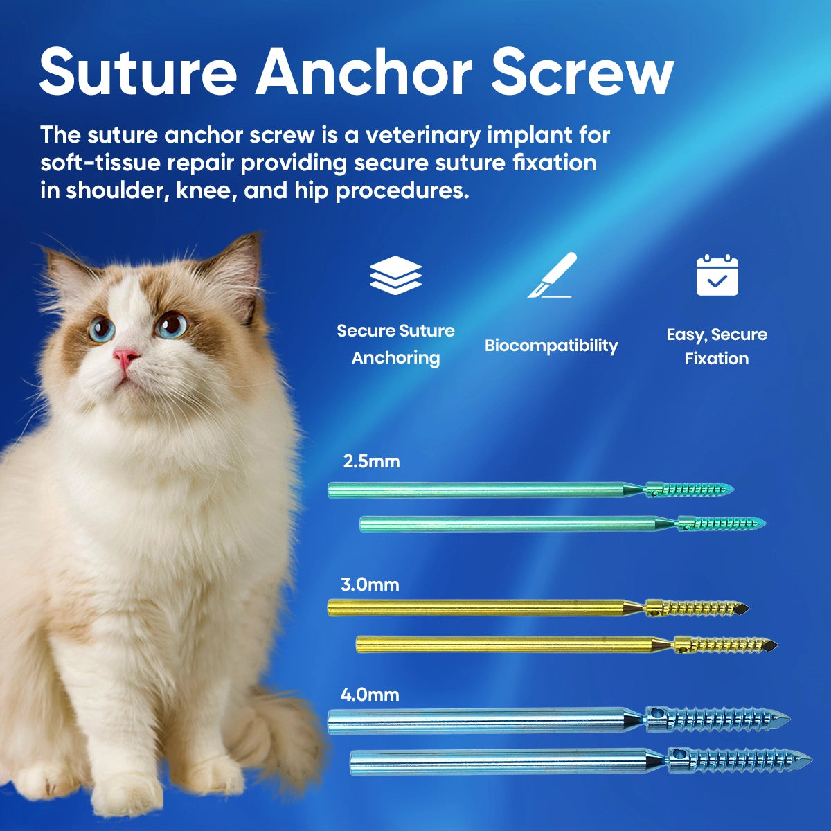 Veterinary Orthopedic Titanium Suture Anchor Screw for Artificial Ligament Repair